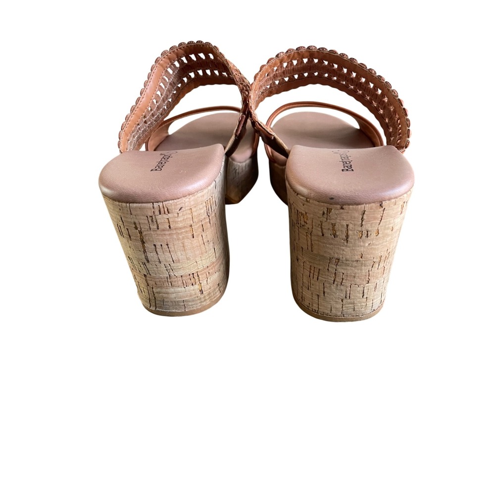 Baretraps Womens Brown Woven Strap Cork Platform Block Heel Slide Sandals Size 8 - Picture 4 of 8